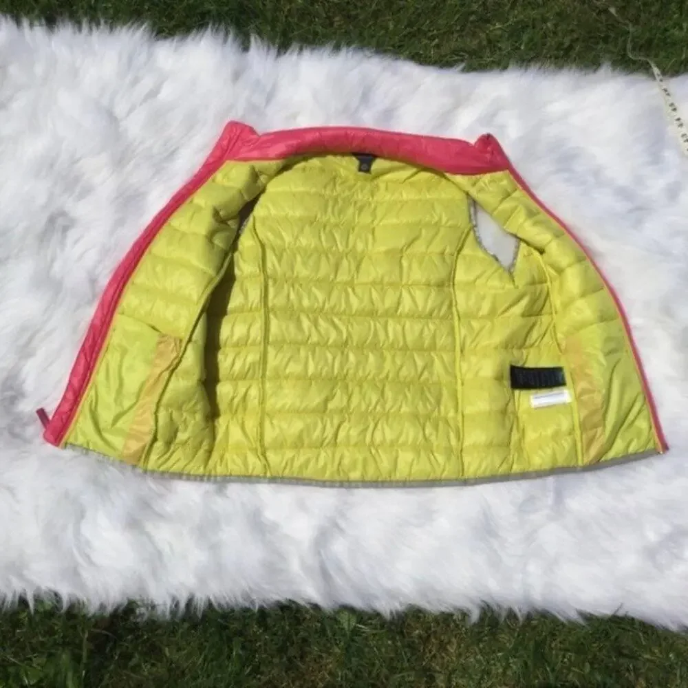 Tommy Hilfiger Pink and Yellow Puffer Vest Size Juniors Large L Winter Girl